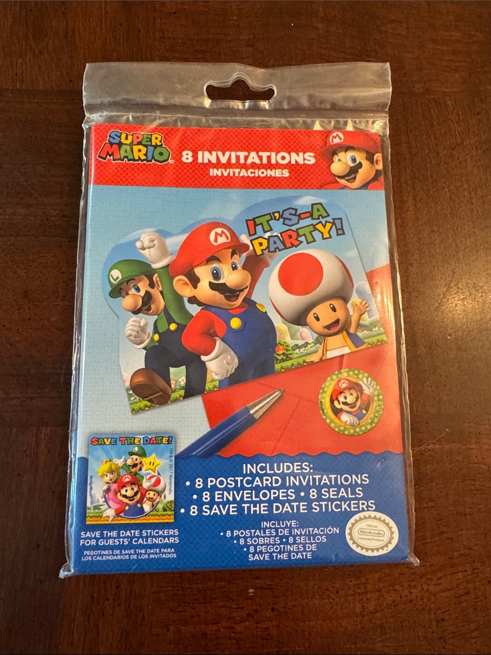 Super Mario Nintendo 8 Birthday Party Supplies Invitations Envelopes Stickers